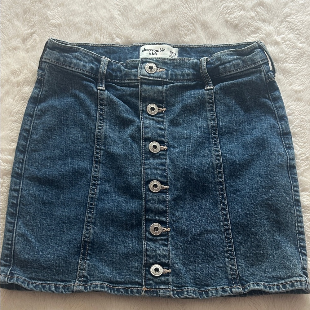 Abercrombie & Fitch Dark Blue Button-Front Mini Skirt